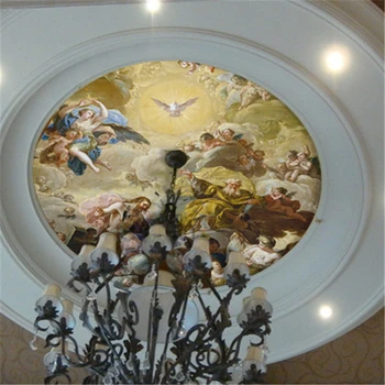 Beibehang papel de parede para quarto em didelis baseinas Europos tapyba lubų šviestuvas lubų freskos tapetai, Angel tapetai