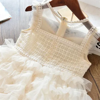 2020 Prekės Mergaičių Vasaros Suknelė Šviesiai Rausvos Vaikams Baby Girl Pasakų Reljefiniai Sluoksniuotos Nėrinių Suknelė Vestuvių Suknelės, 3-8Y Princesė Šalis Suknelė