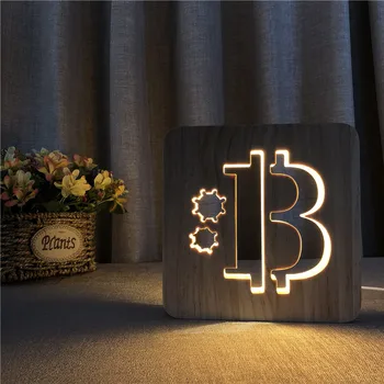 LED Medienos Šviesos Lempa USB Naktį Šviesos Bitcoin Stiliaus 3D Luminaria Kūdikių Lempos Gimtadienio Dovanos Vaikams, Miegamojo Dekoratyvinės Šviesos Naktį