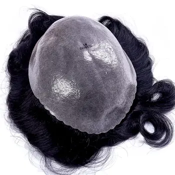ODOS Vyrai Toupee Plonos Odos PU 0.06 cm-0.08 cm Indijos Žmogaus Remy Plaukų Perukas Aukštos Kokybės vyriški Hairpiece Plaukų Natūralių Spalvų Sistema