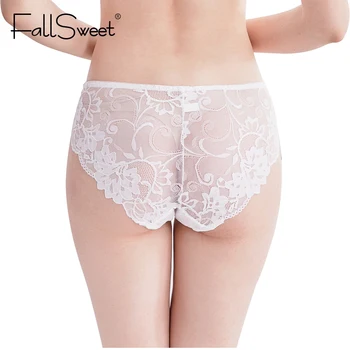 FallSweet Seksualus Didelių Dydžio Kelnės Ultra-plonas moteriškos Kelnaitės, Baltos spalvos Nėrinių Panty 4xl