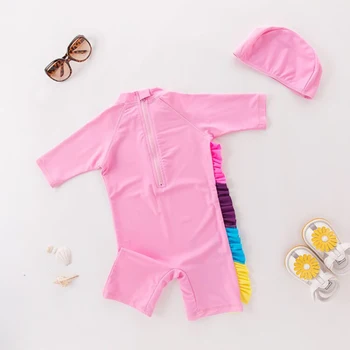 Kūdikių Mergaičių Maudymosi kostiumai Vienaragis Naršyti Kostiumas maudymosi kostiumėlį, Maudymosi Kostiumą, 9M-6Y Rožinė 3D Pinikai Mane su Akiniais Maudymosi kostiumai Vaikams, UV Apsauga