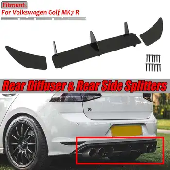 Automobilio Galinio Buferio Difuzorius Lūpų Spoileris Splitter & Užpakalinė Skaldymo Balck VW Volkswagen Golfo MK7 R