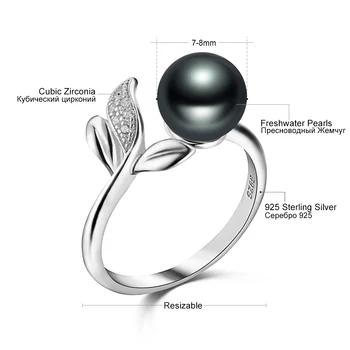 Mados 925 Sterling Silver 5 Spalvos Gėlavandenių Dirbtiniu būdu išaugintų Perlų Žiedai Moterims, Mada Aksesuarai Dovanos, Perlų Papuošalai FEIGE