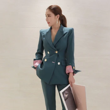 Naujas mados rudens moteris aukštos kokybės temperamentas kostiumo ir mados kietas slim kelnės darbo stiliaus elegantiška vintage office ziajać kostiumas