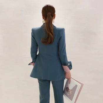 Naujas mados rudens moteris aukštos kokybės temperamentas kostiumo ir mados kietas slim kelnės darbo stiliaus elegantiška vintage office ziajać kostiumas