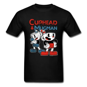 Geriausia Cuphead Žaidimų Žmogaus T-Shirt O-Kaklo Trumpomis Rankovėmis Medvilnė Viršūnes Tees Spausdinti Topai Marškinėliai Aukščiausios Kokybės Drabužių Streetwear