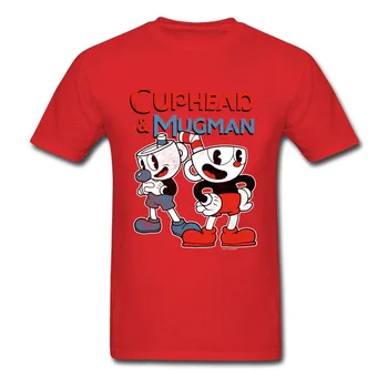 Geriausia Cuphead Žaidimų Žmogaus T-Shirt O-Kaklo Trumpomis Rankovėmis Medvilnė Viršūnes Tees Spausdinti Topai Marškinėliai Aukščiausios Kokybės Drabužių Streetwear