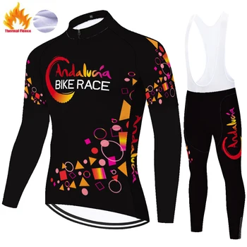 Naujoji ANDALŪZIJA dviračių džersis dviratį kelnės Sportinės aprangos uniforme ciclismo hombre žiemą šilumos vilnos 20D tenue cycliste homme