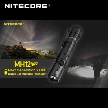 Naujos Kartos NITECORE MH12 V2 CREE XP-L2 V6 LED 1200 Liumenų 21700 Dual Kuro Multiuse Žibintuvėlis su 5000 mAh Baterija