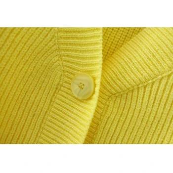 Pasėlių viršuje moterų cardigan megztinis korėjos megztiniai derliaus apkarpytos megztinis geltona susagstomi megztiniai trumpomis rankovėmis vasarą 2020 m.
