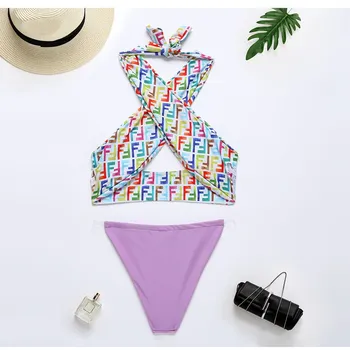 Apynasrio Wrap Bikini Komplektas Brazilijos String Biquini 2 Gabalas Besimaudančių Plaukimo Kostiumas Moterims, su Paminkštinimu Maudymosi kostiumai Seksualus Mikro Bikinis