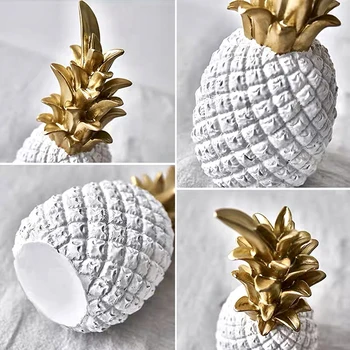 Naują 15 cm, 20cm 25cm Dervos Ananasų Ananas Miniatiūros Figūrėlės Kūrybos Aukso Juoda Balta Vaisių Modelis Amatų Namų Apdaila