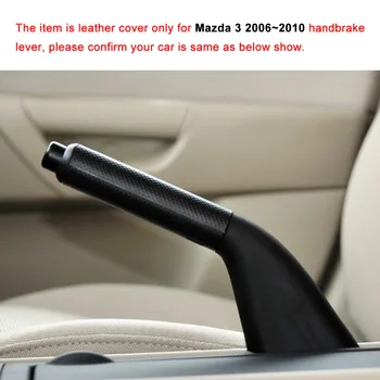 Yuji-Honkongas Automobilio rankinis Stabdis Apima Atveju Mazda 3 2006~2010 Originali Odinė rankinio stabdžio Padengti Spaustuvai, Juoda/Raudona gija