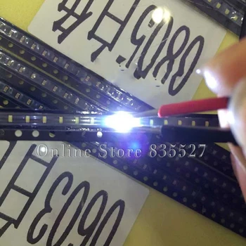 1000PCS/DAUG 1608 0603 baltas SMD LED lemputė karoliukai 500 - 600 mcd super ryškus LED šviesos diodų paryškinkite ( Led )