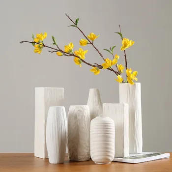 Modernus minimalistinis dirbtinių gėlių vazos keraminės vazos gėlių kompozicijos balta namų reikmenys keramikos amatai papuošalai