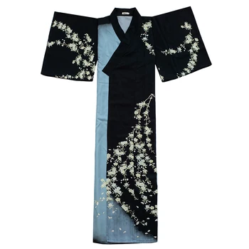 2019 retro Japonų Kimono Stiliaus yukata Mergina Rudenį juoda suknelė Moteriai gėlių spausdinti sudurti SELLWORLDER Ilga Suknelė su rankinės
