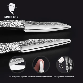 Smith Chu 6 Colių Damacus, plaukų kirpimo Žirklės Nerūdijančio 440C Plieno Profesinės Kirpyklos Salonas Pjaustymo Žirklių, Plaukų Žirklės Rinkinys