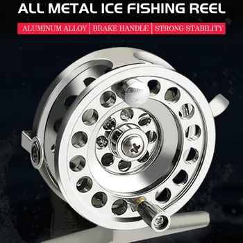 Deukio Visą Aliuminio Ledo Žvejybos Ritės kairėje V-formos 2BB+RBB 50mm 60mm Skristi Weels Santykis 1:1