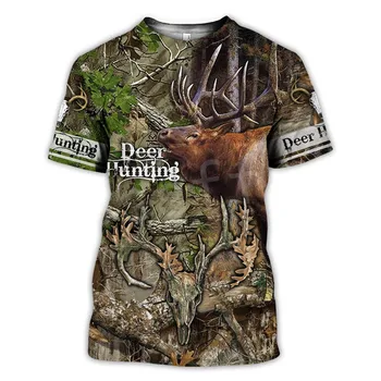 Tessffel Gyvūnų Lankas Deer Hunter-Medžioklės Camo Naujas Mados Harajuku Unisex 3DPrint Vasaros trumpomis Rankovėmis Streetwear T-shirts-3