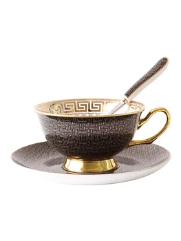 Britų keramikos popietės arbata raudonoji arbata taurės Klasikinis tinklelio Porų kavos puodelio lėkštė Nustatyti Europos elegantiškas kaulų kinijos, puodelis su šaukšteliu
