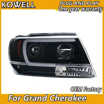 KOWELL Automobilių Optikos dėl Jeep Grand Cherokee 2009-2004 LED priekinis žibintas Ksenoniniai HID priekiniai šviesos Grand Cherokee LED DRL žibintų