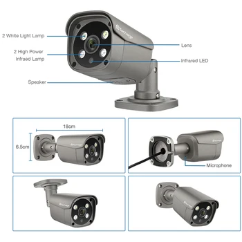 Techage 4CH 5MP POE NVR IP kamerų Sistema AI Žmonių Aptiko Dviejų krypčių Garso Lauko Saugumo Kameros Rinkinys, CCTV Vaizdo Stebėjimo Komplektas