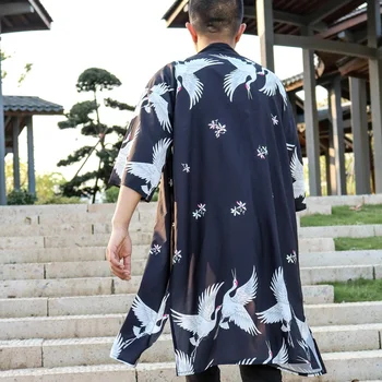 Kimono vyrų megztinis ilgas, Japonijos tradicinių kimono Yukata haori vyrų samurajus kostiumo kimono apranga striukė haori cosplay FF001