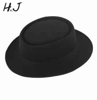 2016 Naujas Rudens-Žiemos Vyrų Feminino Šiltas Fedora skrybėlę GentlemanFelt Kiaulienos Pyragas Panama Crushable Top Hat