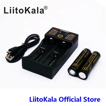 LiitoKala Lii-202 baterija, įkroviklis+2vnt HK LiitoKala Lii-26A 18650 2600mah akumuliatorius, žibintuvėlis