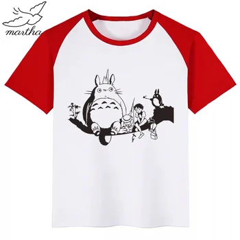 Hayao Miyazaki Kawaii Totoro Japonų Anime .Animacinių filmų Mados Juokinga, Print T-shirt Vaikų Vasaros O-Kaklo Viršūnes Boys & Girls Marškinėlius