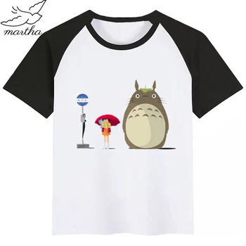 Hayao Miyazaki Kawaii Totoro Japonų Anime .Animacinių filmų Mados Juokinga, Print T-shirt Vaikų Vasaros O-Kaklo Viršūnes Boys & Girls Marškinėlius