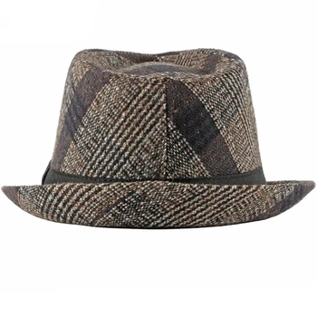 Rudenį 2020 m. Žiemos Britų stiliaus Džentelmenas, Fedoras Skrybėlę Vyrų Panama Džiazo skrybėlę Trumpas Kraštų Floppy Trilby