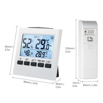 LCD Skaitmeninis Belaidis Termometras vidaus/Lauko Termometras su Drėgmėmačiu ℃/℉ Temperatūros Drėgmės Matuoklis su Max Min Vertę Ekranas