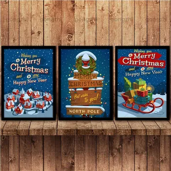 Abstrakti Kalėdų Žiemos Raudoną Namą Gražus Gamtovaizdis Sienų Tapybos Animacinių Filmų Frameless Namų Puošybai Drobės Atspausdinti Plakato