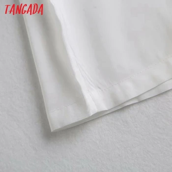 Tangada moterų stovėti apykaklės, elegantiški baltos spalvos marškinėliai ilgomis rankovėmis kietas elegantiškas biuras ponios darbo drabužiai palaidinės aukštos kokybės 4C72