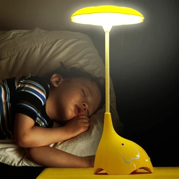 Cute Baby Dramblys Įkrovimo Miegamasis naktinė lempa LED naktinė lempa mygtukinis apšvietimo Reguliatorius Stalo Lempa Baby Kūdikių Pieno Lempos