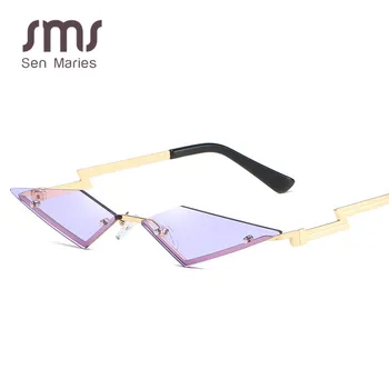 Naujas Mados Taškus Akiniai nuo saulės Moterims 2020 Luxulry Prekės Cat Eye Frameless Lydinio Akiniai Moterų UV400 Atspalvių Oculos De Sol
