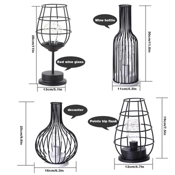 2020 Šiaurės Lempos Kaustytomis Geležies Apdailos Lempos Cafe Viešbučio Balkono Tuščiaviduriai Vyno Butelio Formos LED Lempos Vandens Stiklo Lempa
