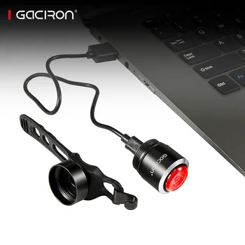 Gaciron USB Įkrovimo Vandeniui Kelio Dviračiu Galinis Žibintas Mini LED Dviračių užpakalinis žibintas Kalnų Dviračių Jutiklis Įspėjamoji Lemputė