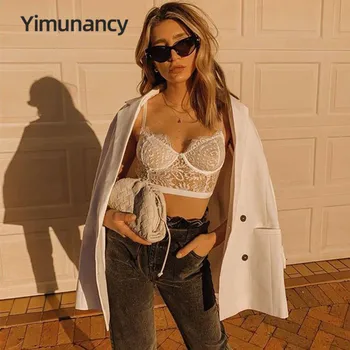 Yimunancy 2-gabalėlis Nėrinių Liemenėlė Nustatyti Moterų Sexy Liemenėlė, Kelnaitės 2020 Ponios Balti Sexy Apatiniai Rinkinys