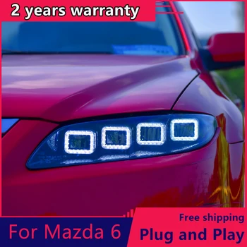 Dėl Mazda 6 priekinis žibintas 2004-2012 Už Mazda 6 LED Žibintai DRL aukštos artimąsias 4 LED objektyvas Dinaminis streamer posūkio signalo Mazda 6