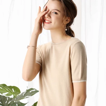 CBF 2019 Naujas modelis Moterų Kašmyro Megztinis Vienas žodis apykaklės Krašto apdaila Bauda siūlų Gera ventiliacija Aukštos kokybės megztinis