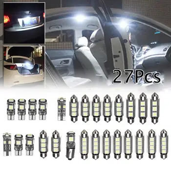 27pcs/Set Aukštos Kokybės Automobilio Interjeras Baltas LED Šviesos Mini Lemputes Rinkinio 6000K Auto Reikmenys Mercedes Benz E class W211 02-08