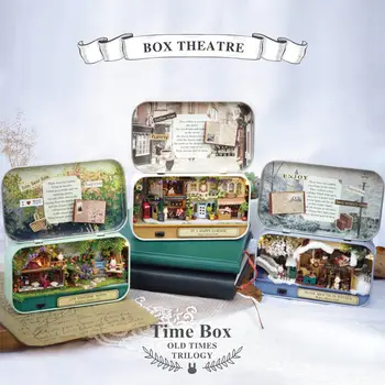 Doll House Box Teatre Baldai Kūrybos Rankų darbo Miniatiūrinės Kraštovaizdžio Lauke Lėlės Namas Kalėdų Dovana Vaikams Lauke