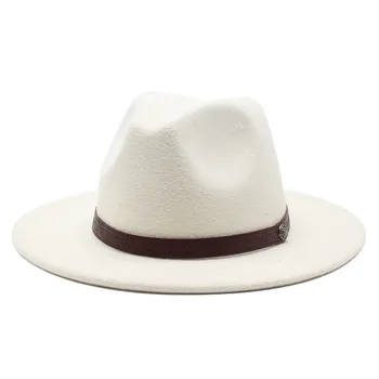 Naujas Panama Vilnos Veltinio Fedora Skrybėlės su Juostelės Apdaila Mados Plokščių Kraštų Džiazo Oficialų Top Hat Melonik Skrybėlę Derby Vyrams, Moterims