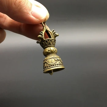 Kolekcionavimas Kinijos Žalvario Raižyti Tibeto Budizmas Auksas Varis Piesta Diamond Bell Išskirtinį Mažas Pakabukas Statula