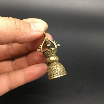 Kolekcionavimas Kinijos Žalvario Raižyti Tibeto Budizmas Auksas Varis Piesta Diamond Bell Išskirtinį Mažas Pakabukas Statula