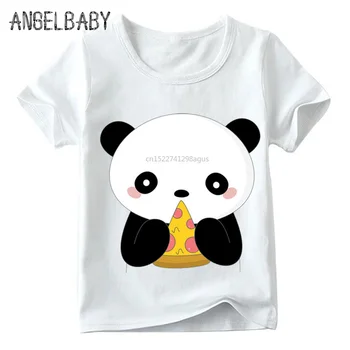 Berniukų/Mergaičių Animacinių Spausdinti Mielas Kavos Panda Juokingi marškinėliai Vaikams Vasarą trumpomis Rankovėmis Viršūnes Vaikams Laisvalaikio T-shirt