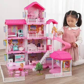 Naujas Lėlės Namas Princesė Namas Mergina Pilis Kostiumas Villa House, House Vaikų Šeimos Žaislai Naujųjų Metų Dovana Tarp Mūsų Mergaičių žaislai